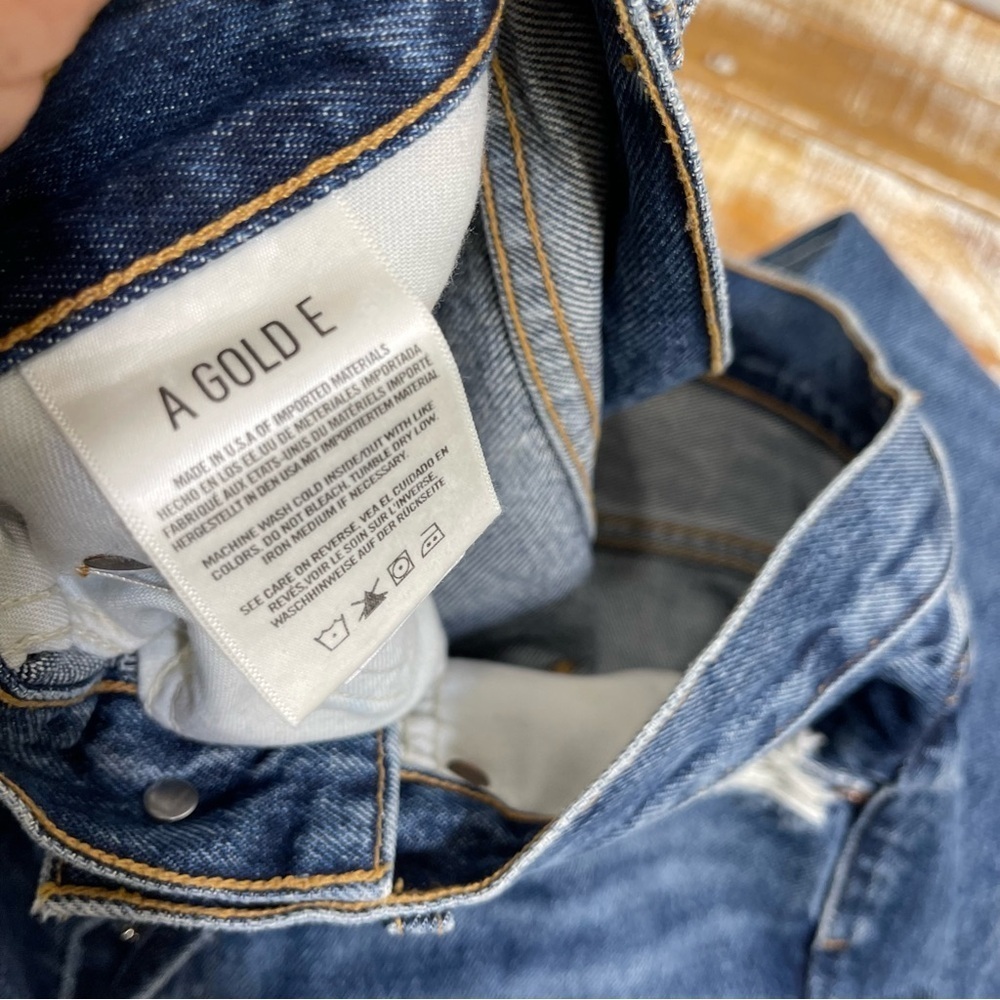 Agolde Womens 90s High Rise Loose Fit Distressed Blue Jeans Psyche Wash Size 27 - Picture 8 of 15